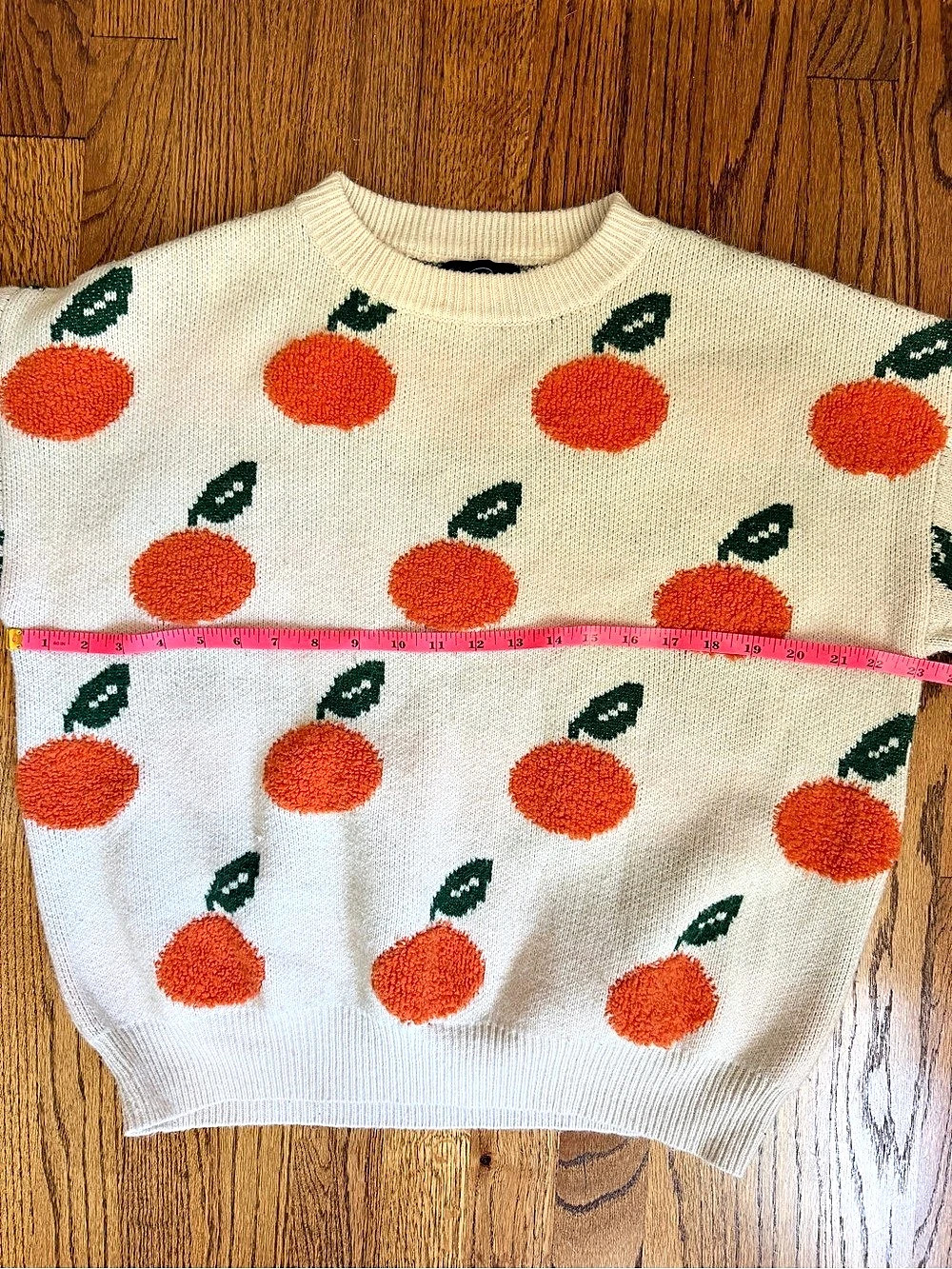 Cider Oranges Sweater Cream Crewneck Womens Large - Picture 4 of 6